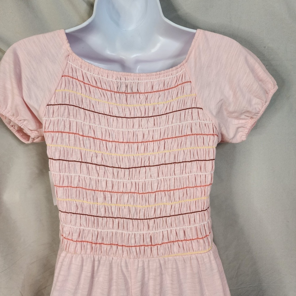 New w/tag! OLD NAVY Size XL Girls' Pink Smocked Wide Leg Puff Sleeve Jumpsuit - Picture 6 of 10